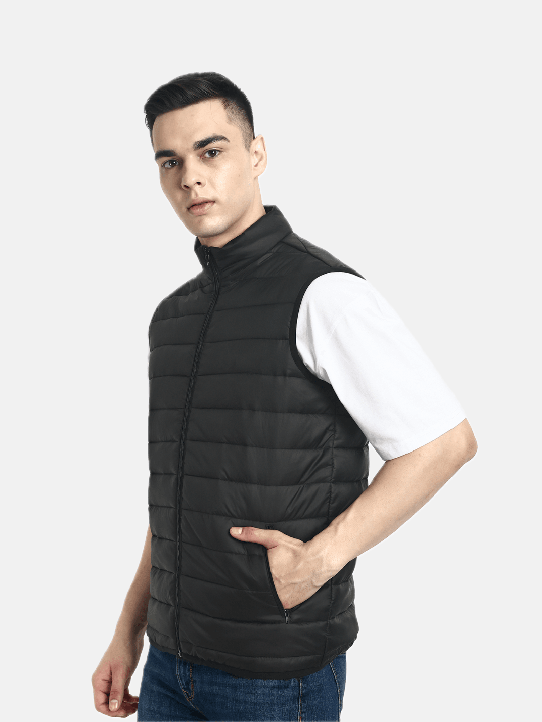 Hummel Venne Men Black Sleeveless Bomber Jacket - Hummel India