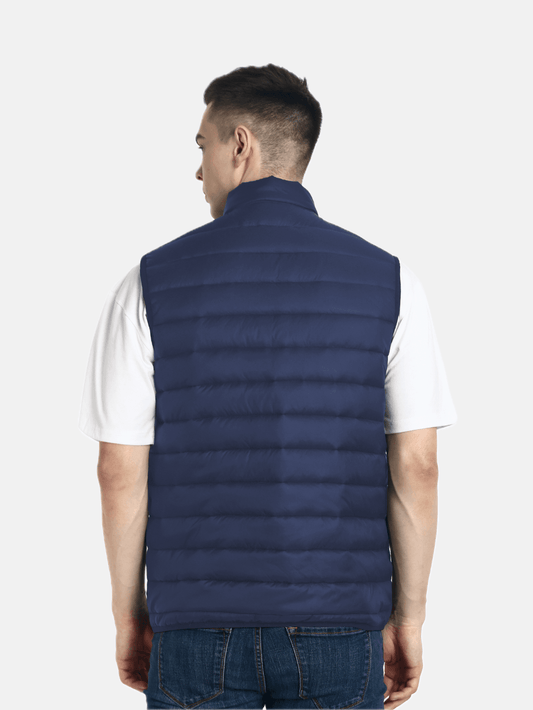 Hummel Venne Men Blue Sleeveless Bomber Jacket - Hummel India